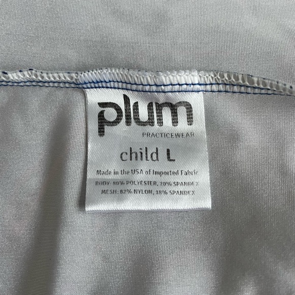 Gently used Plum Practicewear leotard in size child large with scrunchie - Picture 4 of 5